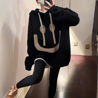 Sweat Capuche Femme Manches Longues Tricot Chaud