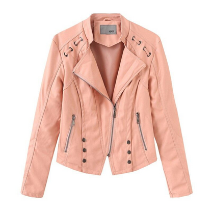 Blouson Moto Femme Noir Cuir Élégant