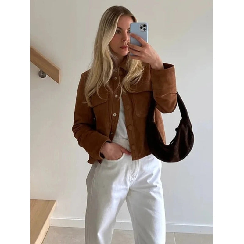 Veste Courte Femme Élégante à Boutons