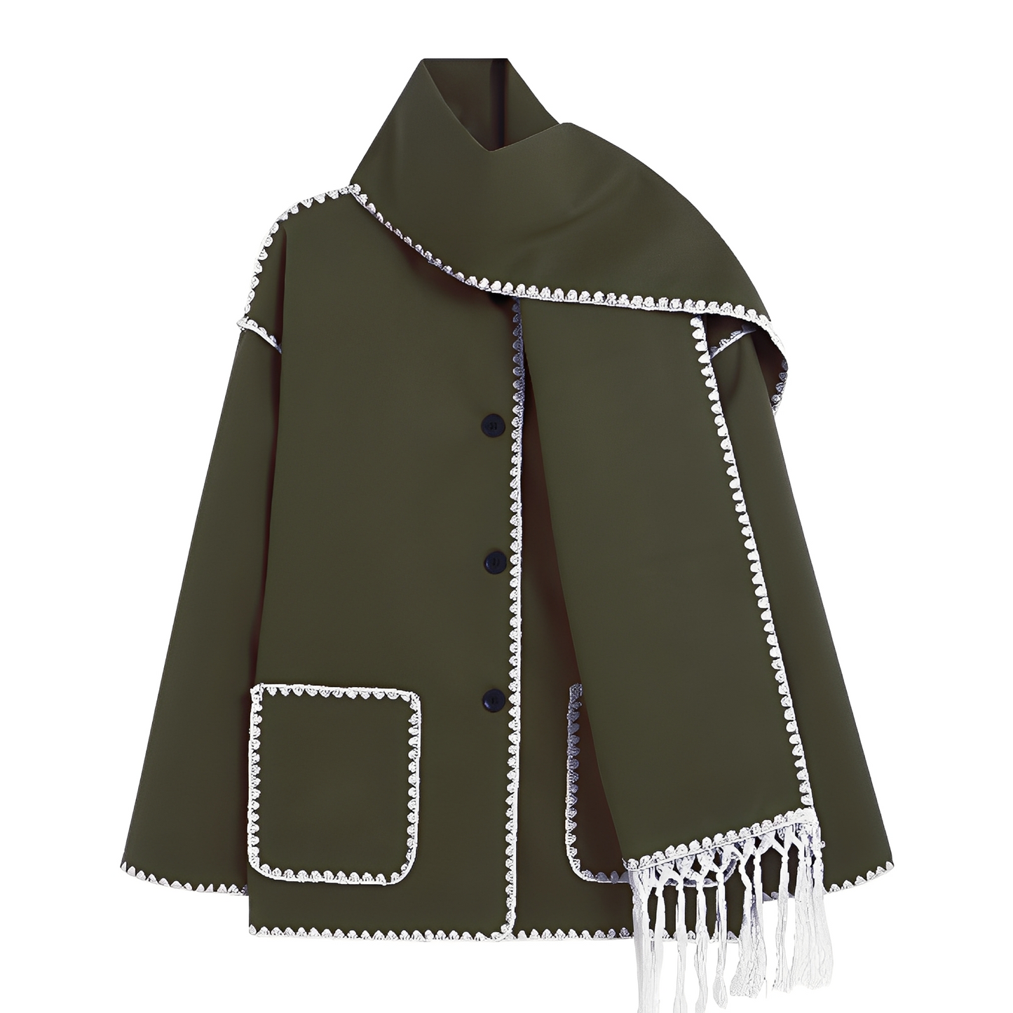 Manteau Femme Hiver Laine Douce avec Écharpe Incluse