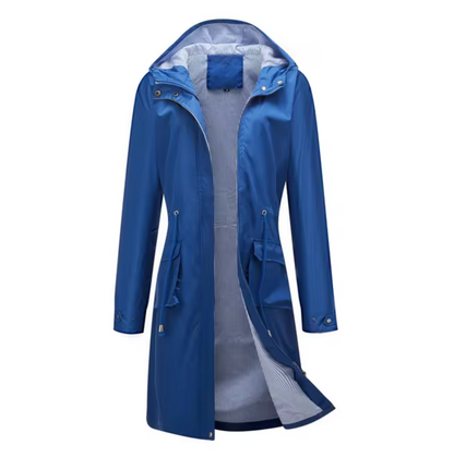 Manteau Femme Imperméable Long avec Capuche et Manches Réglables