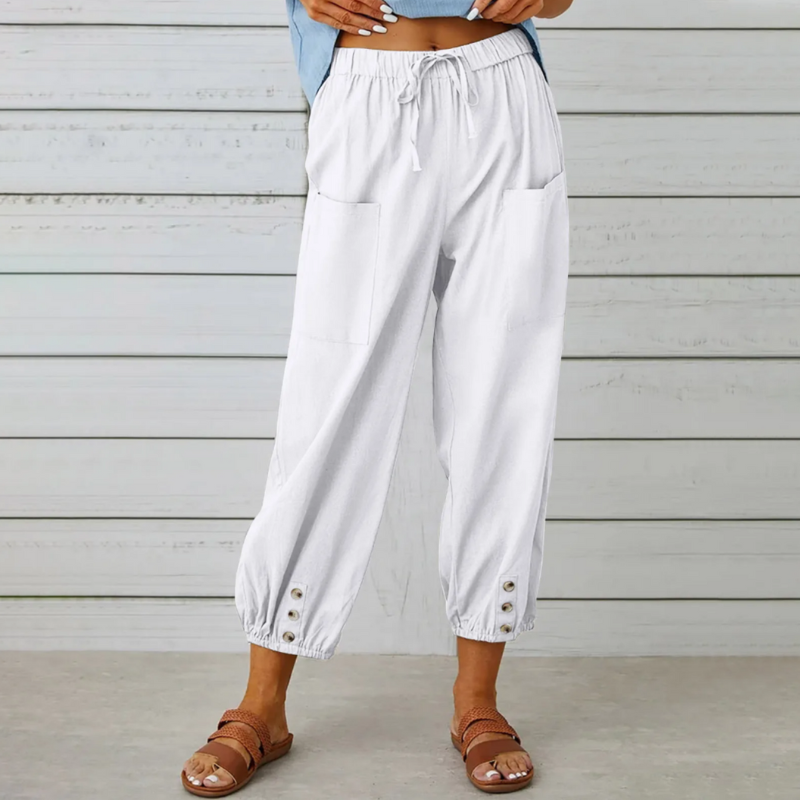 Pantalon Femme Décontracté Taille Haute Lin confortable