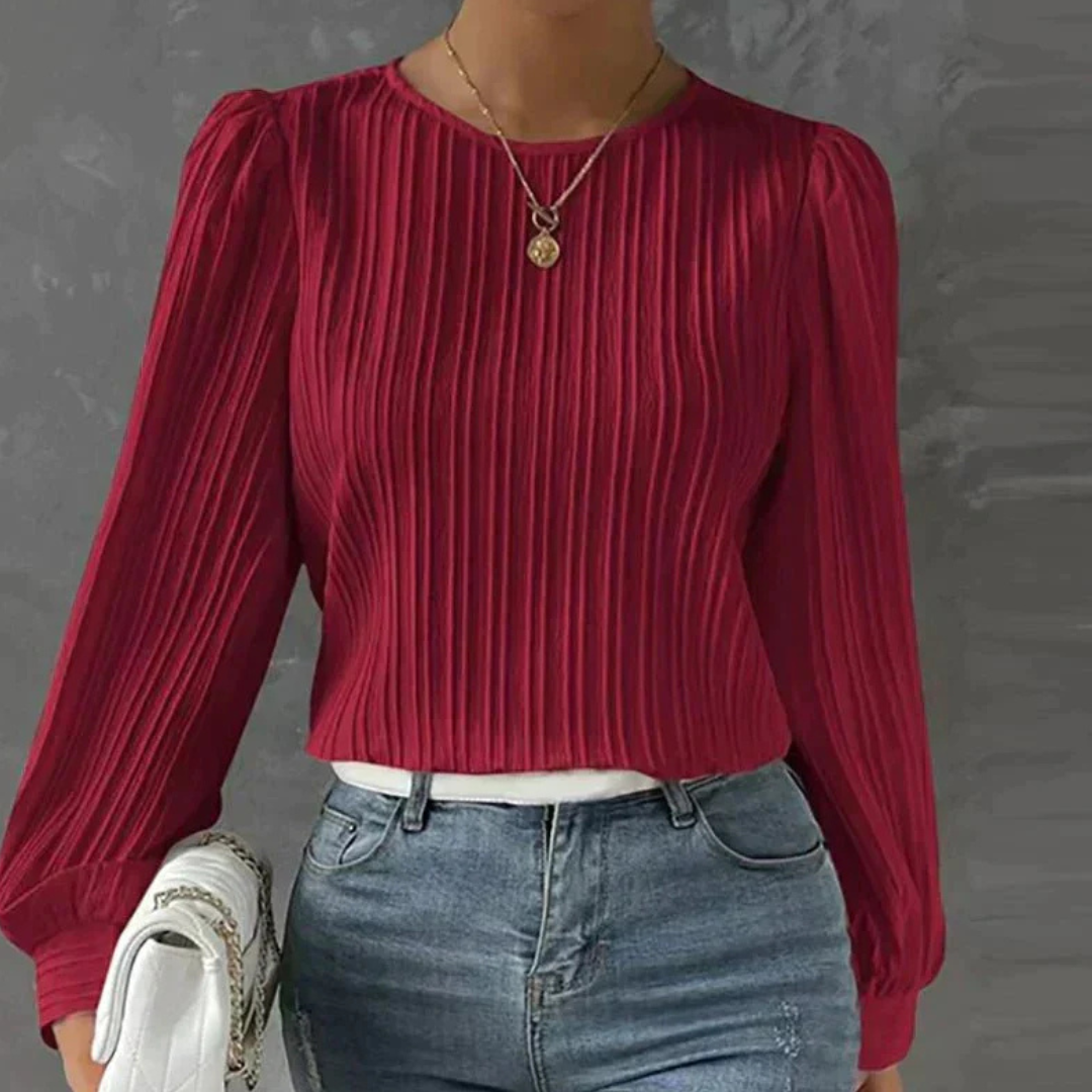 Chemisier Femme Manches Longues Plissé Chic
