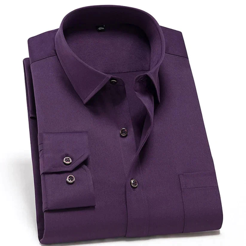 Chemise Homme Classique à Manches Longues Col Italien