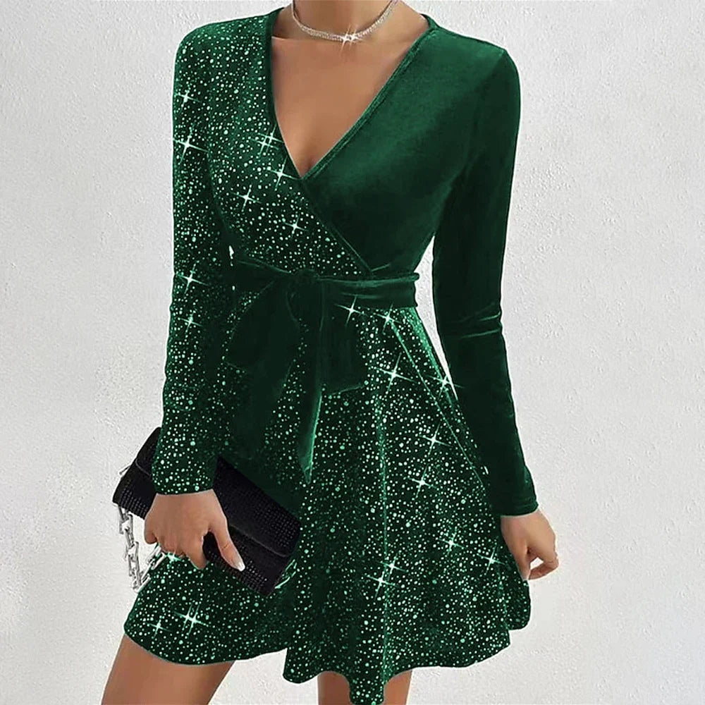 Robe Femme Élégante à Manches Longues Noir
