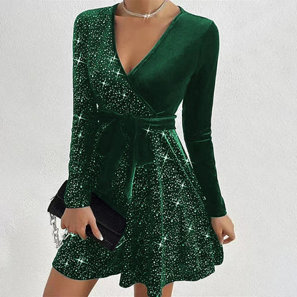 Robe Femme Élégante à Manches Longues Noir