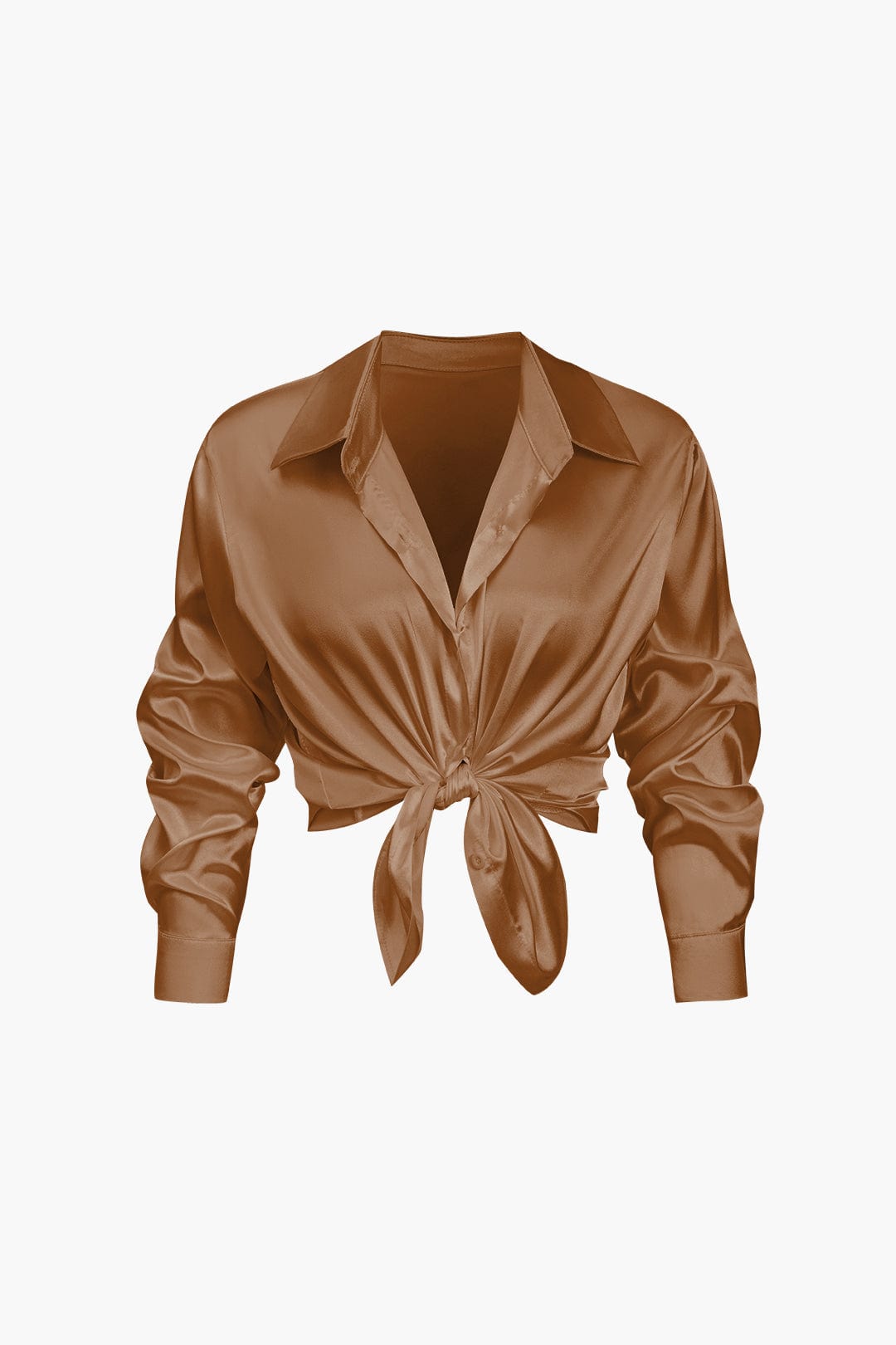 Blouse Élégante en Soie Satinée Longue Manche