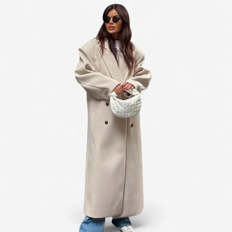 Manteau Long Col Montant Élégant Femme