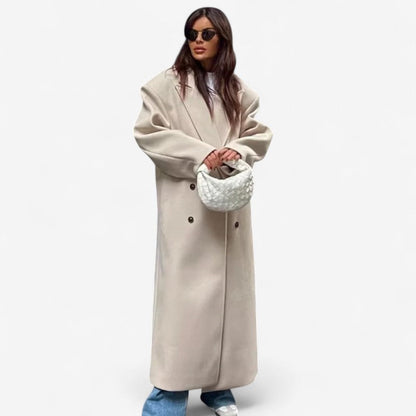 Manteau Long Col Montant Élégant Femme