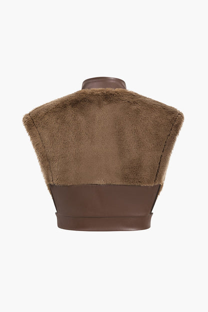 Sac Antonia en Similicuir avec Détails en Fourrure Synthétique