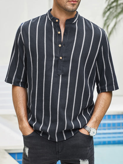 Chemise Coton Rayée Manches Courtes Homme