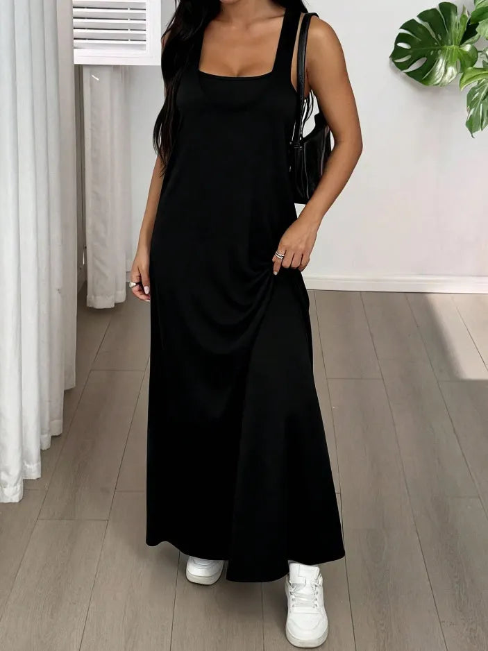 Robe longue Femme Effet Deux Pièces Découpes Latérales