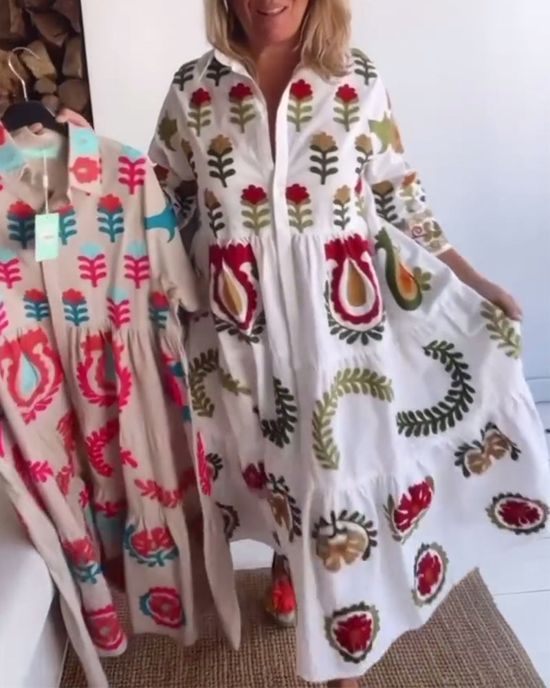 Robe Midi Femme Fluide Imprimé Floral Stylisé - PanierRoyale