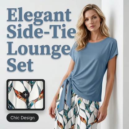 Ensemble Deux Pièces Femme Noué et Pantalon Fluide Imprimé