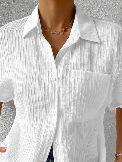 Chemise Femme Coton Légère Col Classique Boutonnée Coupe Décontractée