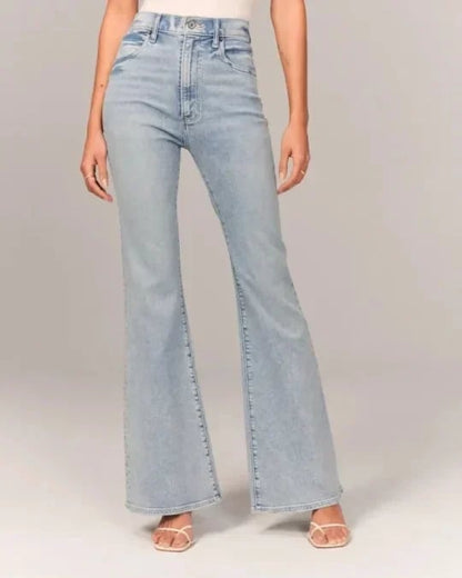 Jeans Haute Taille Évasée Femme Moderne - BerlinGlamour