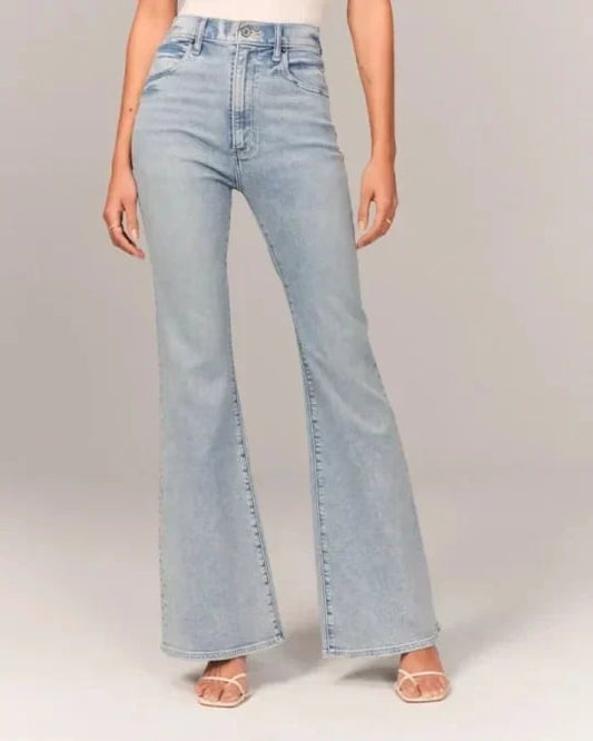Jeans Haute Taille Évasée Femme Moderne - BerlinGlamour