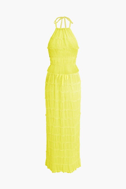 Robe de soirée deux pièces plissée élégante