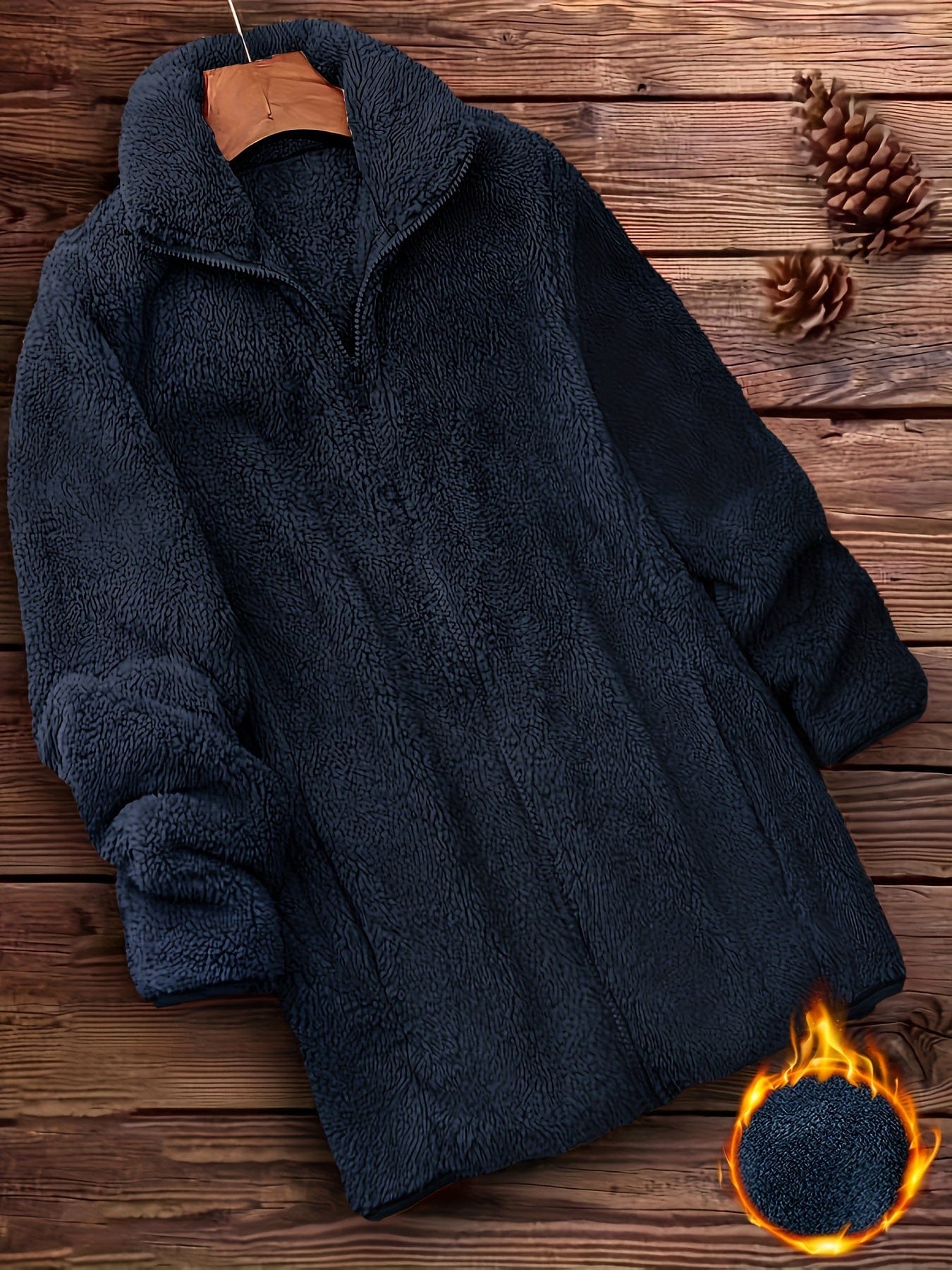 Manteau Fourrure Long Élégant avec Capuche