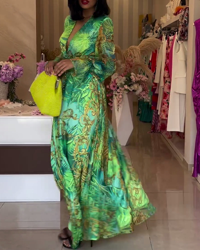 Robe longue Femme Fluide Taille empire Col en V Style bohème