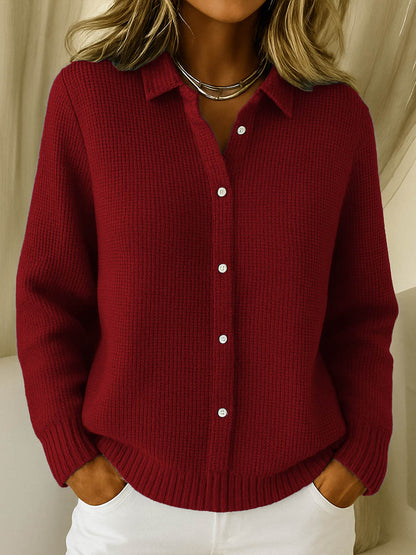 Cardigan Coton Extensible Col Chemise Coupe Ajustée