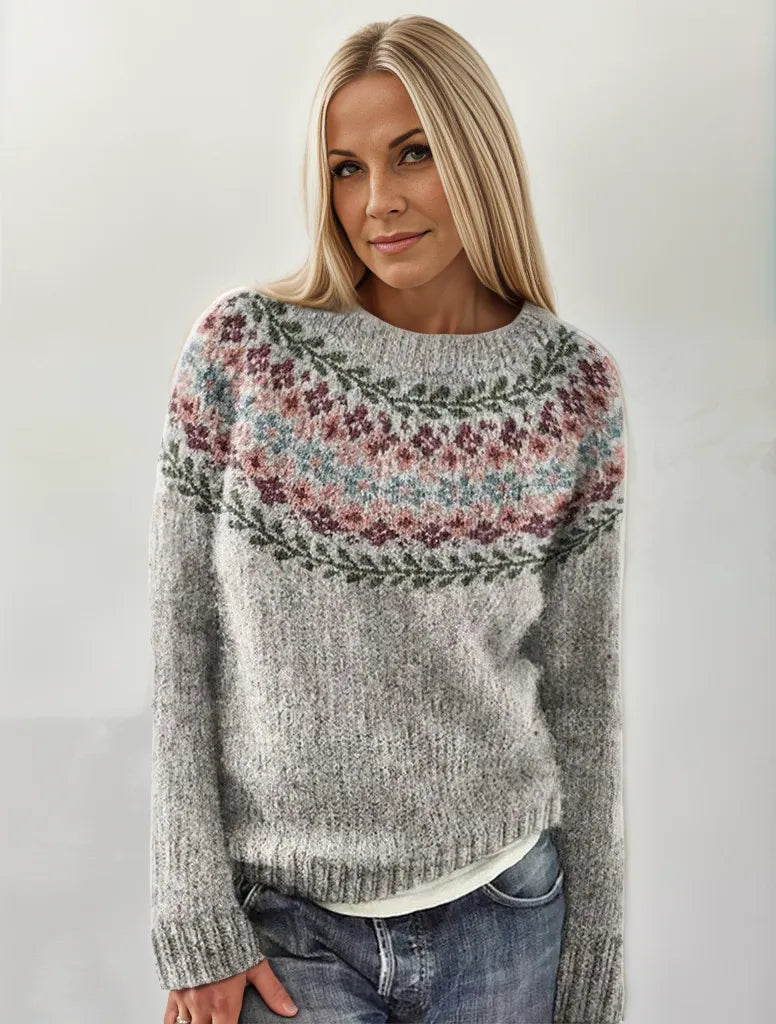 Pull Femme en Laine Mélangée à Motifs - PanierRoyale