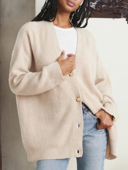 Cardigan Femme Hiver Long Manches Oversized Boutonné - PanierRoyale