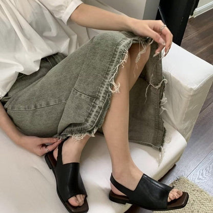 Sandales Femme Talon Bas Confortable Ouvertes Classiques