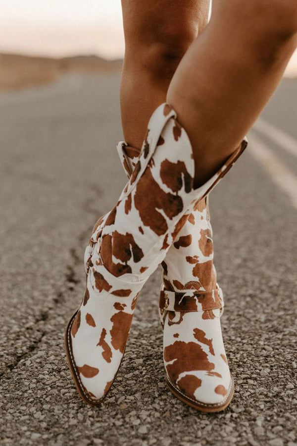 Bottes Femmes Mi-Hautes en Cuir Confort