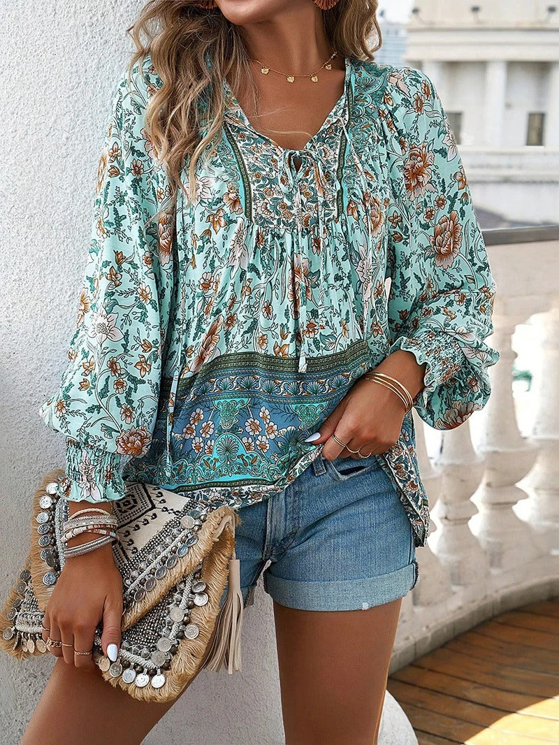 Blouse Femme Été Fleuri Manches Courtes