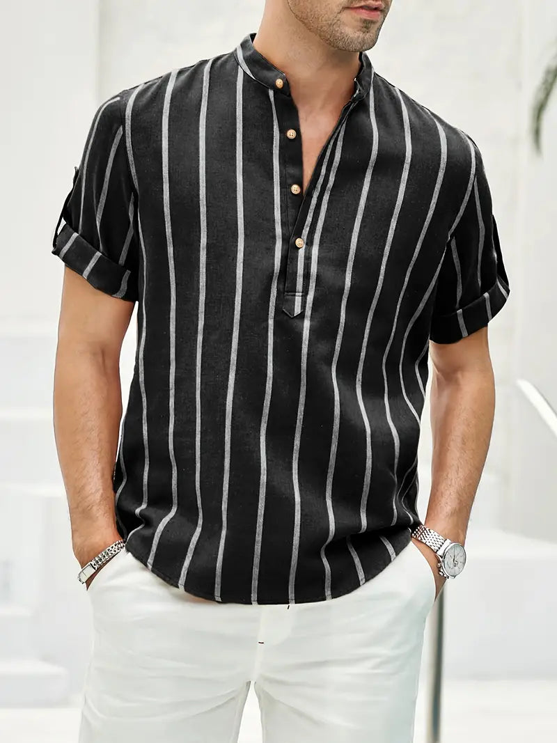 Chemise Coton Rayée Manches Courtes Homme