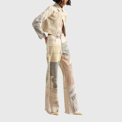 Jean Femme Haut de Gamme Taille Haute Imprimé