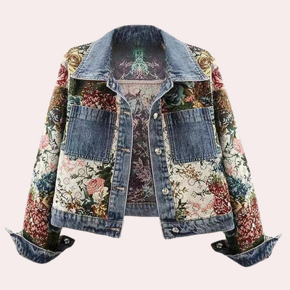 VIENNA - Veste en Jean à Motif Floral pour Femmes