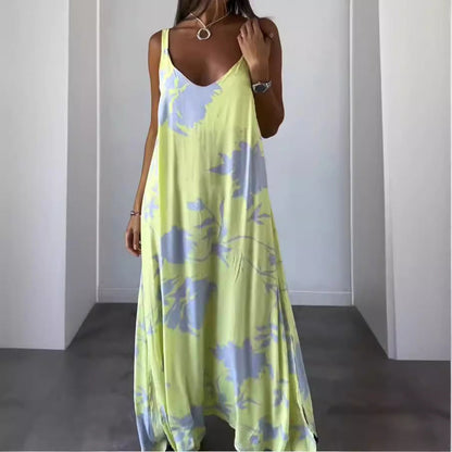 Robe Femme Fluide Sans Manches Col V Coupe Confortable