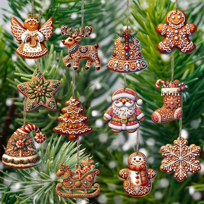 Décoration de Noël en Bois Massif 12 Pièces Détaillées - PanierRoyale