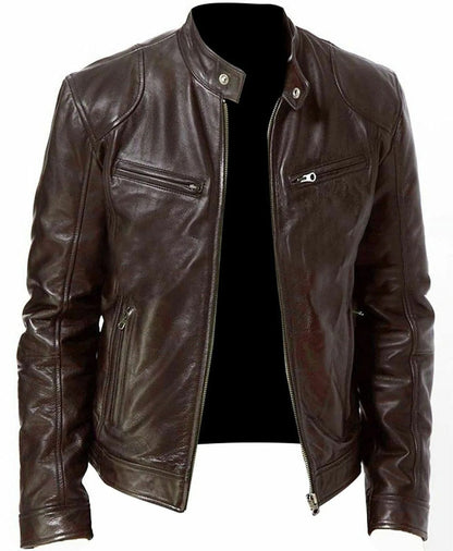 Blouson Cuir Noir Homme Zippé Moderne
