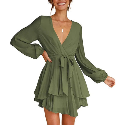 Robe Femme Élégante Courte à Manches Longues - PanierRoyale