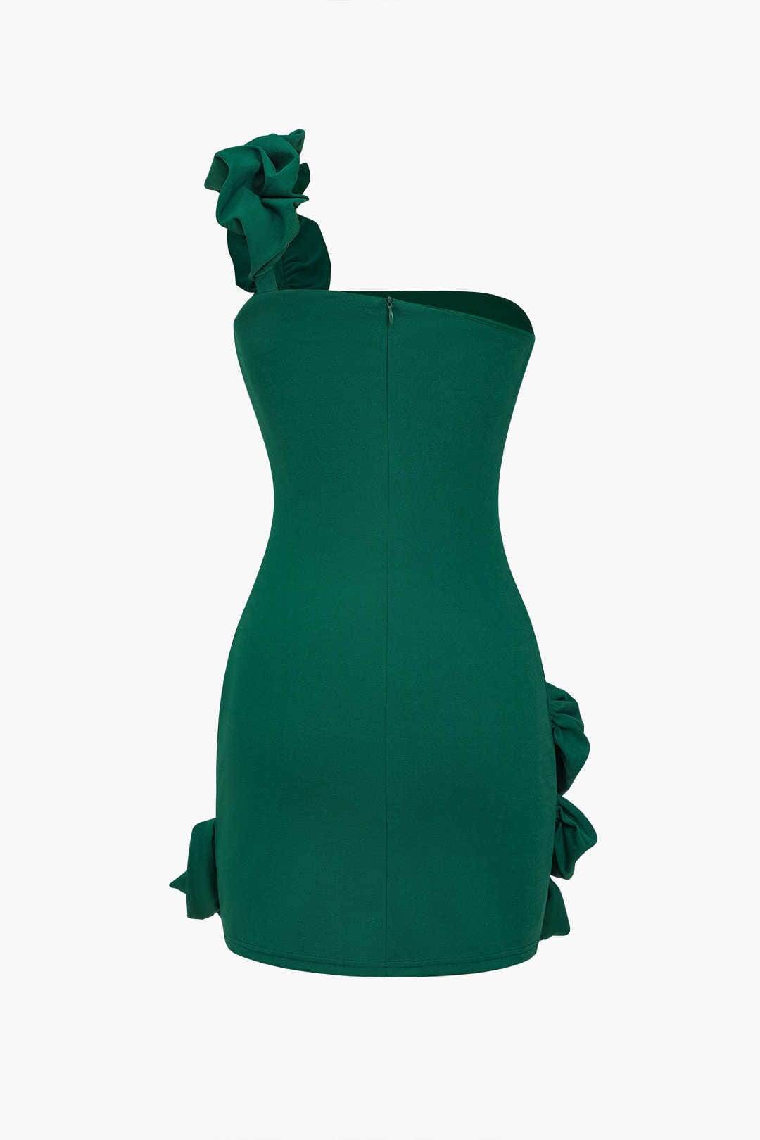 Robe Épaulette Corps Moulant Féminine avec Volants