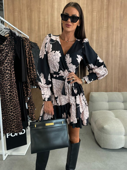 Robe Mini Femme Cache-cœur Taille Marquée Coupe Ajustée