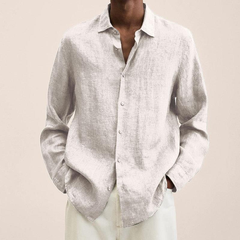 Chemise Homme Manches Longues en Lin, Style Élégant et Moderne