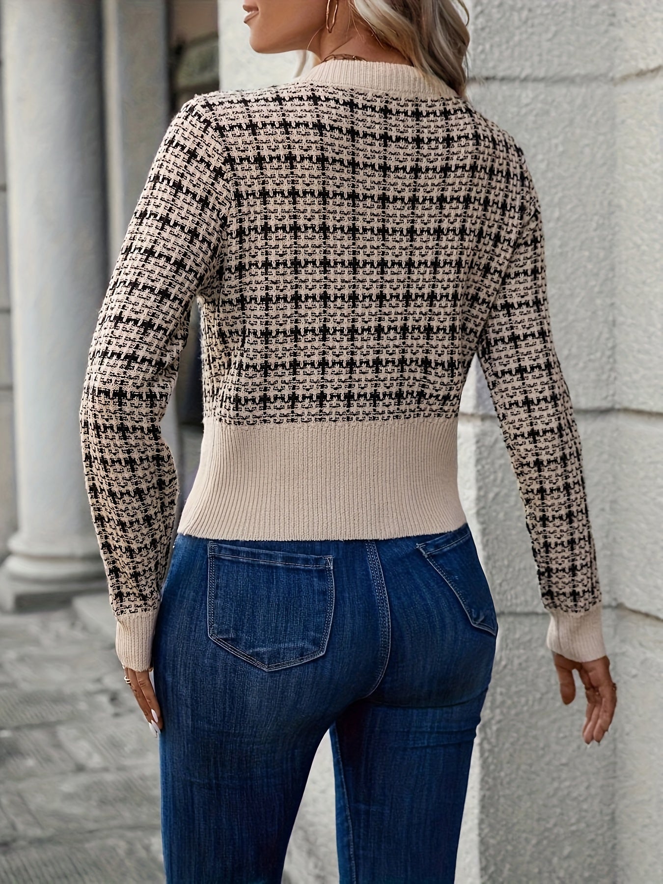Cardigan Femme Tweed Court et Élégant