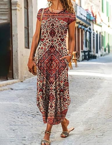 Robe Été Courte Fleurs Femme à Manches Courtes