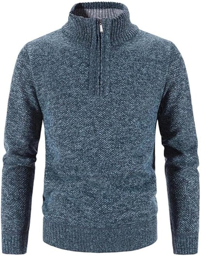 Pull Homme Hiver Doux et Chaud au Col Zip