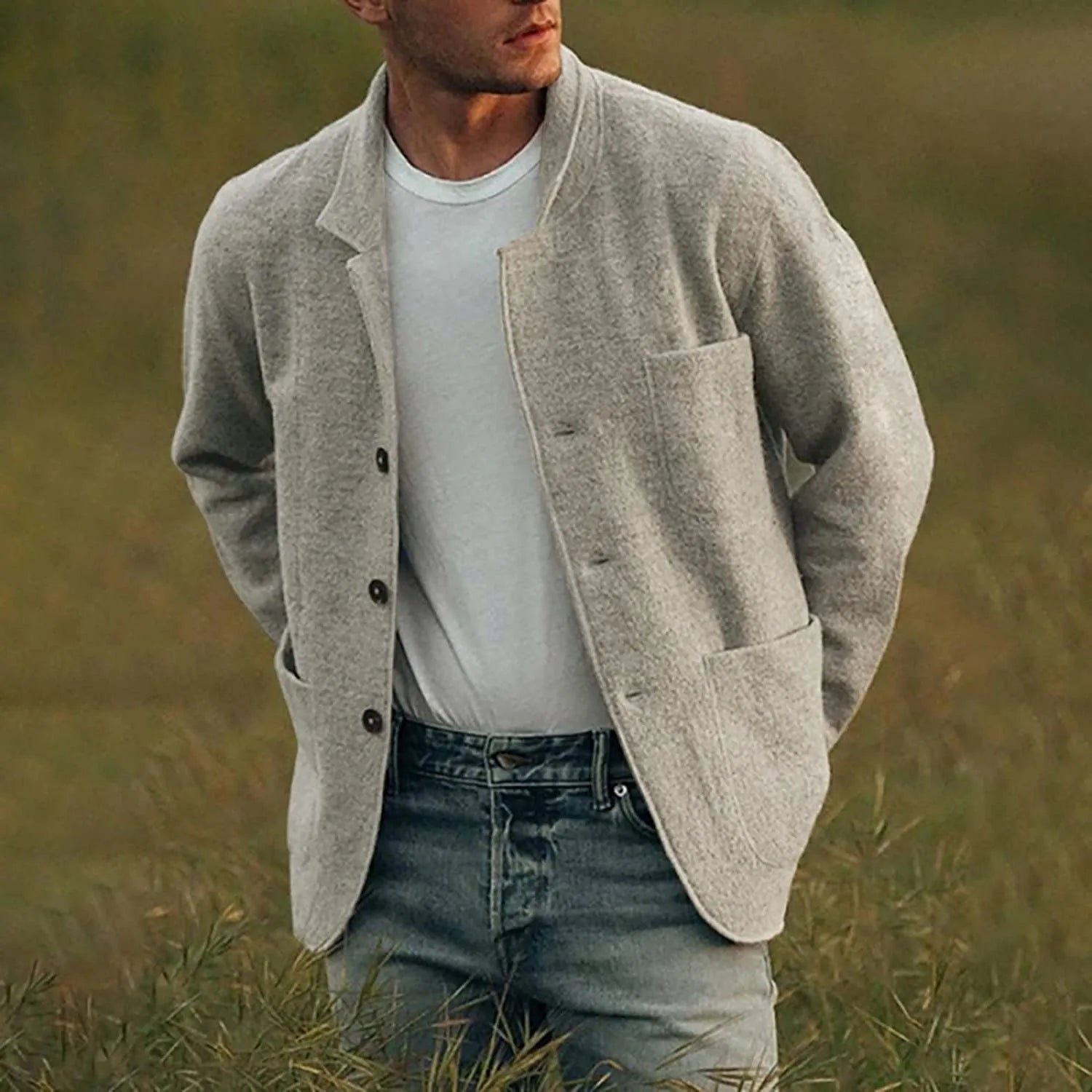 Blazer Homme Élégant à Poches avec Fermeture à Boutons - PanierRoyale
