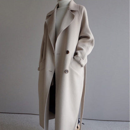 Manteau Femme Laine Mi-Long Élégant avec Ceinture à la Taille - PanierRoyale