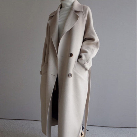 Manteau Femme Laine Mi-Long Élégant avec Ceinture à la Taille - PanierRoyale