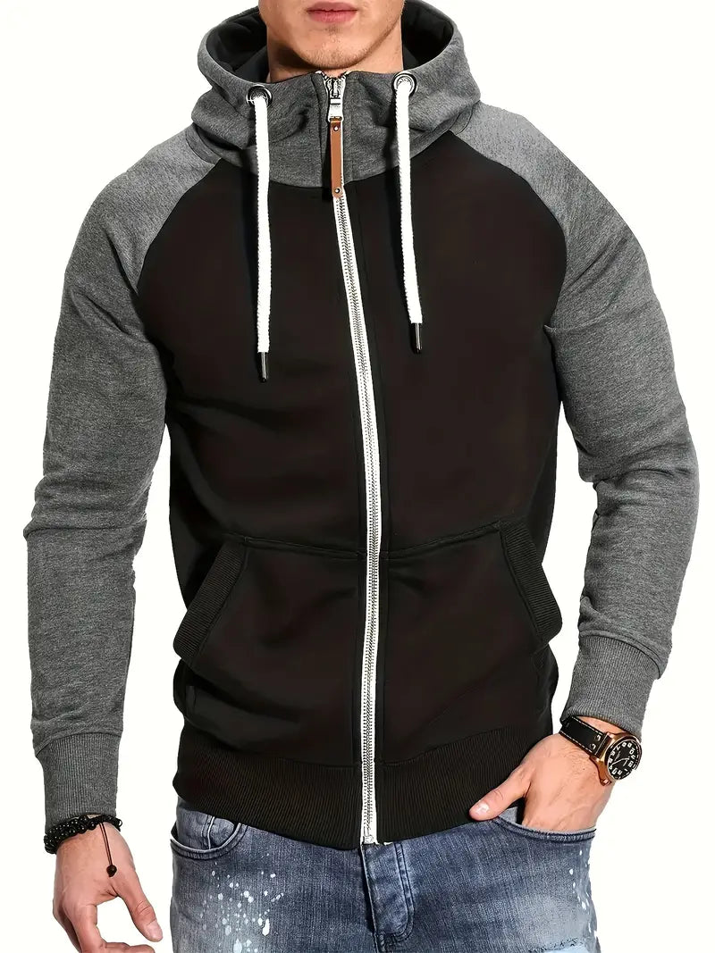 Sweat à Capuche Zippé Streetwear Homme Sport Chic
