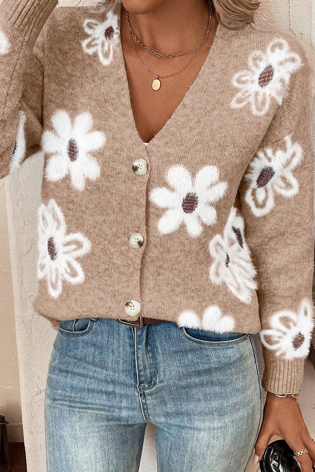 Cardigan Femme Manches Longues Col V Doux - PanierRoyale