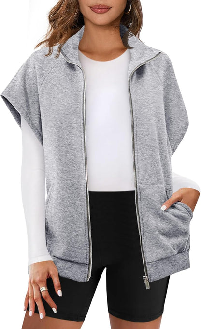 Gilet Femme Décontracté Zippé avec Poches pour Hiver