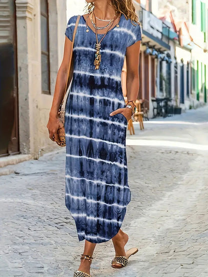 Robe Été Courte Fleurs Femme à Manches Courtes